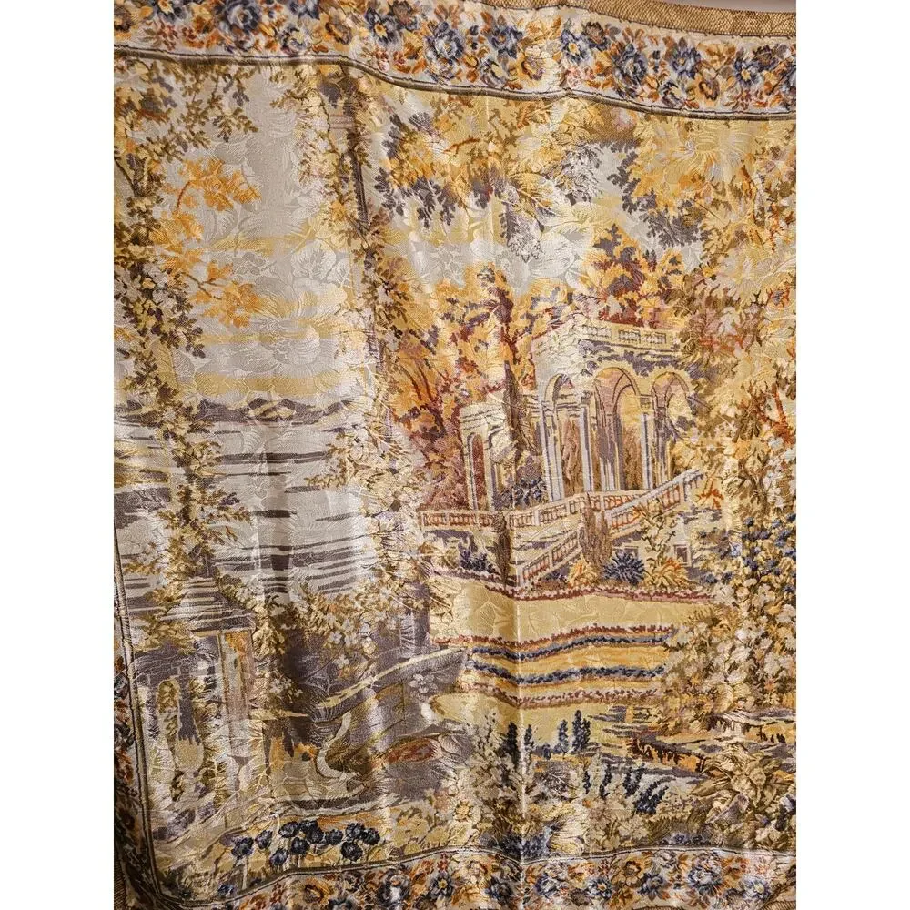 Roman Ruins Made in Italy Square Scarf on Damask Material